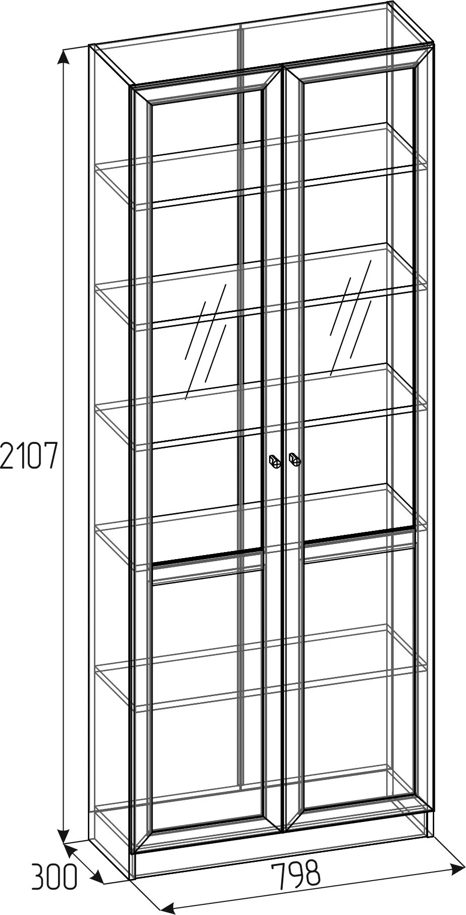 Шкаф для книг двухстворчатый Харрис 32 (библиотека) Дуб Серый Craft