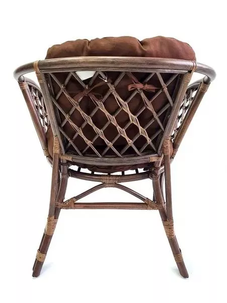 Кресло из ротанга Багама орех матовый (подушки твил обычные коричневые)