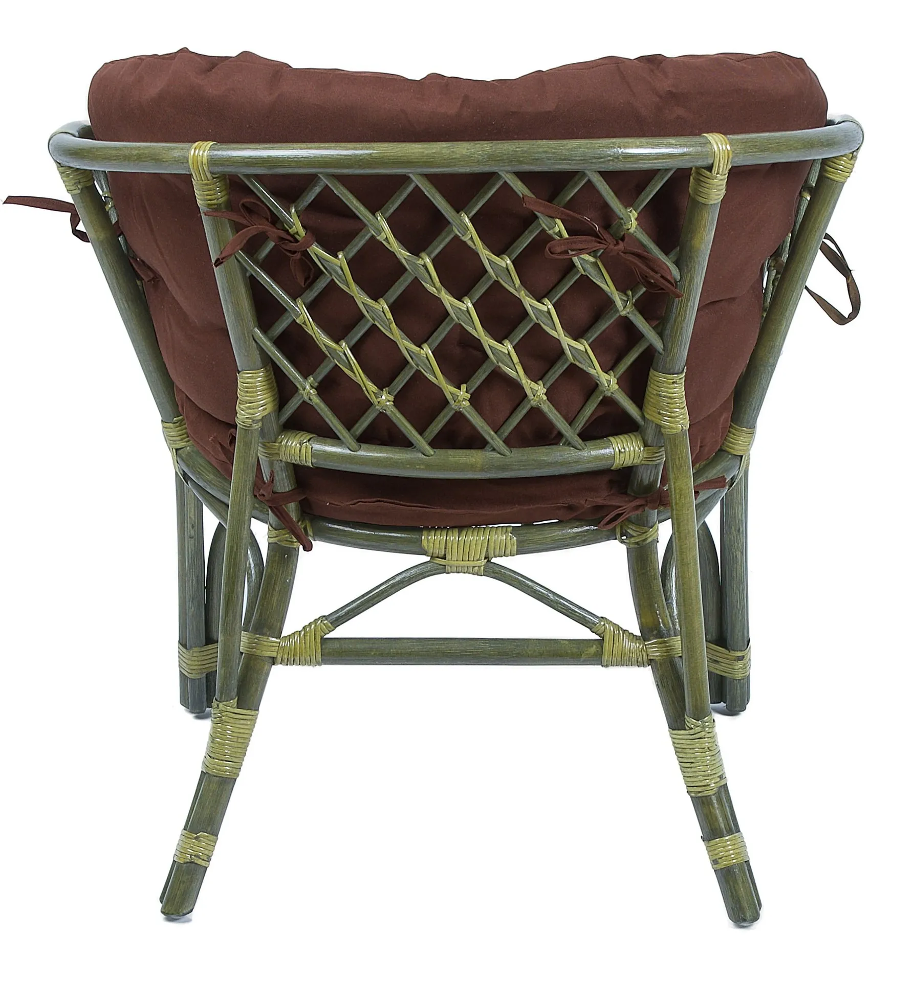 Комплект мебели из ротанга Багама дуэт с овальным столом олива (подушки твил полные коричневые)