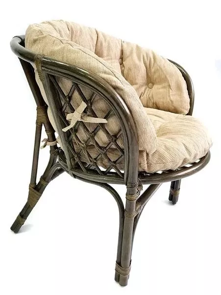 Кресло из ротанга Багама олива (подушки шенилл полные светлые)