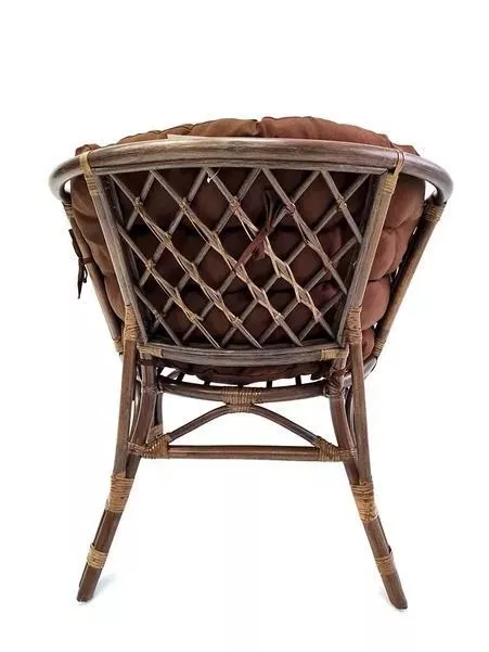 Комплект мебели из ротанга Багама дуэт с круглым столом орех матовый подушки твил полные коричневые