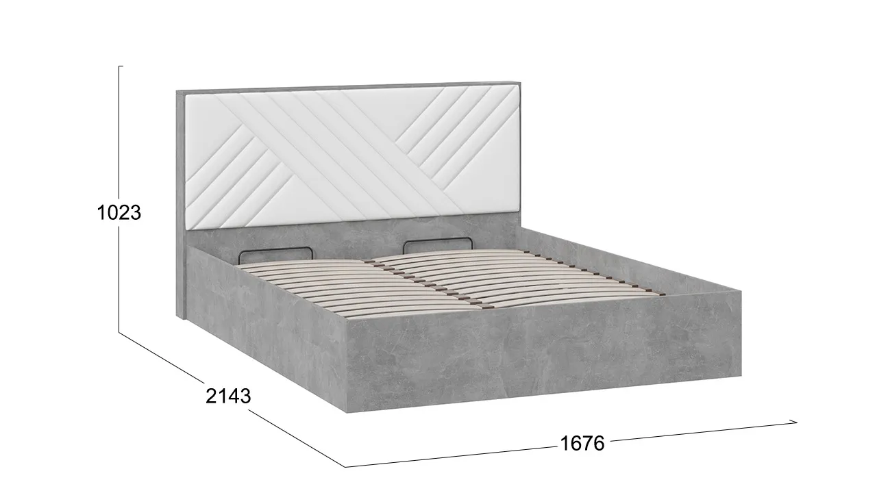 Кровать 160х200 с подъемным механизмом Хилтон ателье светлый белый