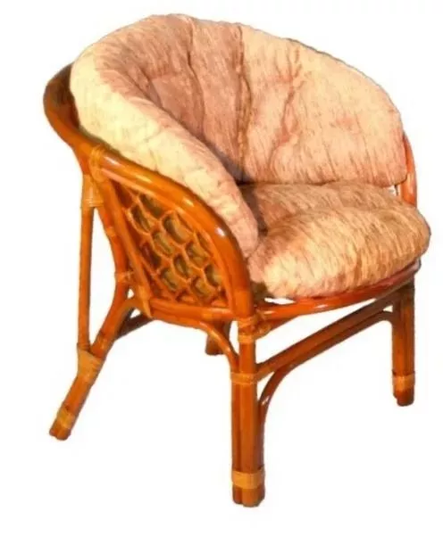 Кресло из ротанга Багама коньяк (подушки шенилл полные светлые)