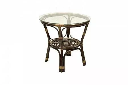 Комплект мебели из ротанга Багама дуэт с круглым столом коричневый (подушки шенилл полные светлые)