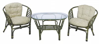 Комплект мебели из ротанга Багама дуэт с овальным столом олива (подушки шенил обычные светлые)