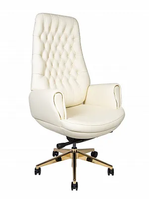 Кресло офисное Моцарт ivоry кожа 9132 white leather NORDEN