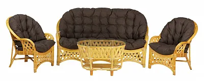 Комплект мебели из ротанга Черчилль (Рузвельт) с 3-х местным диваном и овальным столом мед