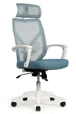 Кресло RIVA Chair OLIVER W-203AC белый пластик / синий