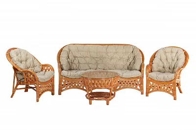 Комплект мебели из ротанга Черчилль (Рузвельт) с 3-х местным диваном коньяк