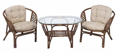 Комплект мебели из ротанга Багама дуэт с овальным столом орех (подушки шенил обычные светлые)