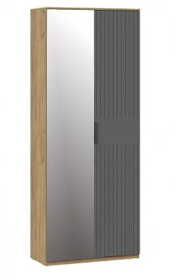 Шкаф комбинированный с 2 дверями и зеркалом Хилтон дуб крафт золотой графит матовый 404.003.000