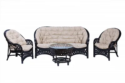 Комплект мебели из ротанга Черчилль (Рузвельт) с 3-х местным диваном и круглым столом венге