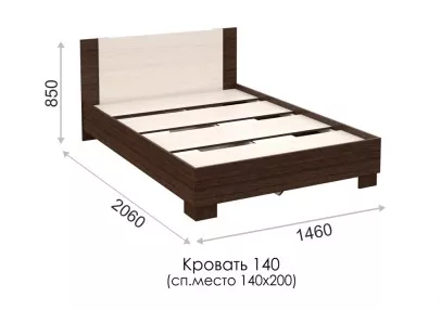 Кровать Аврора 140 см Венге / Дуб молочный