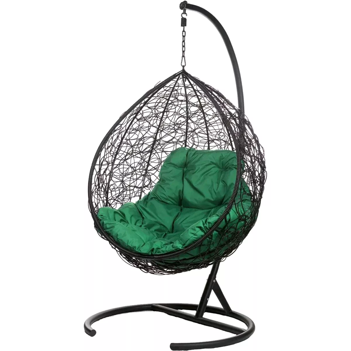 Подвесное кресло Bigarden Tropica Black с зеленой подушкой