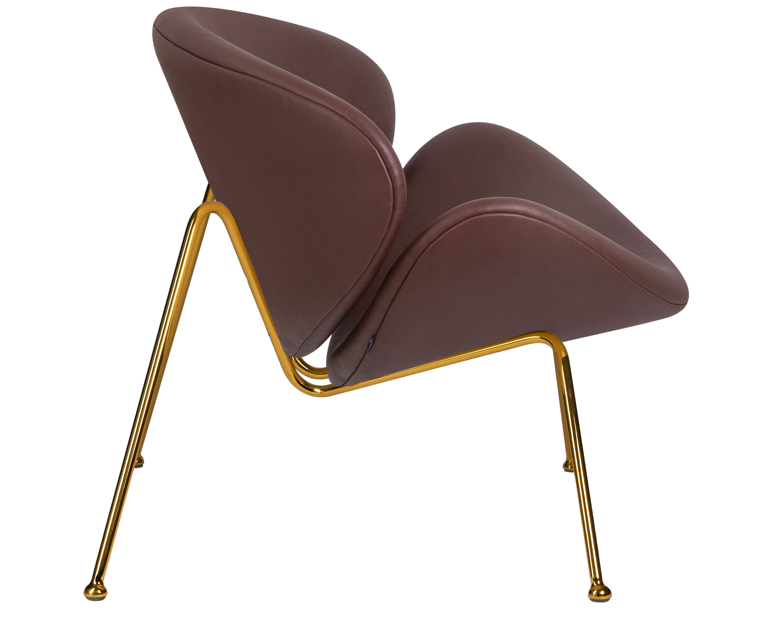 Кресло дизайнерское DOBRIN EMILY коричневый винил YP5, золотое основание