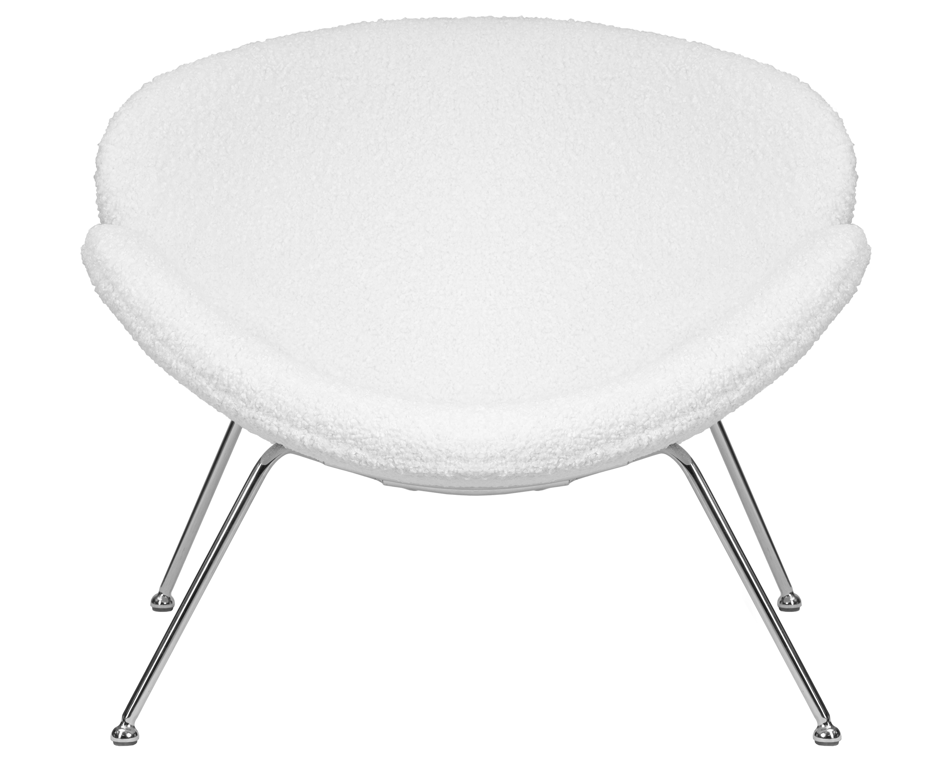 Кресло дизайнерское DOBRIN EMILY белый букле ткань , хромированная сталь