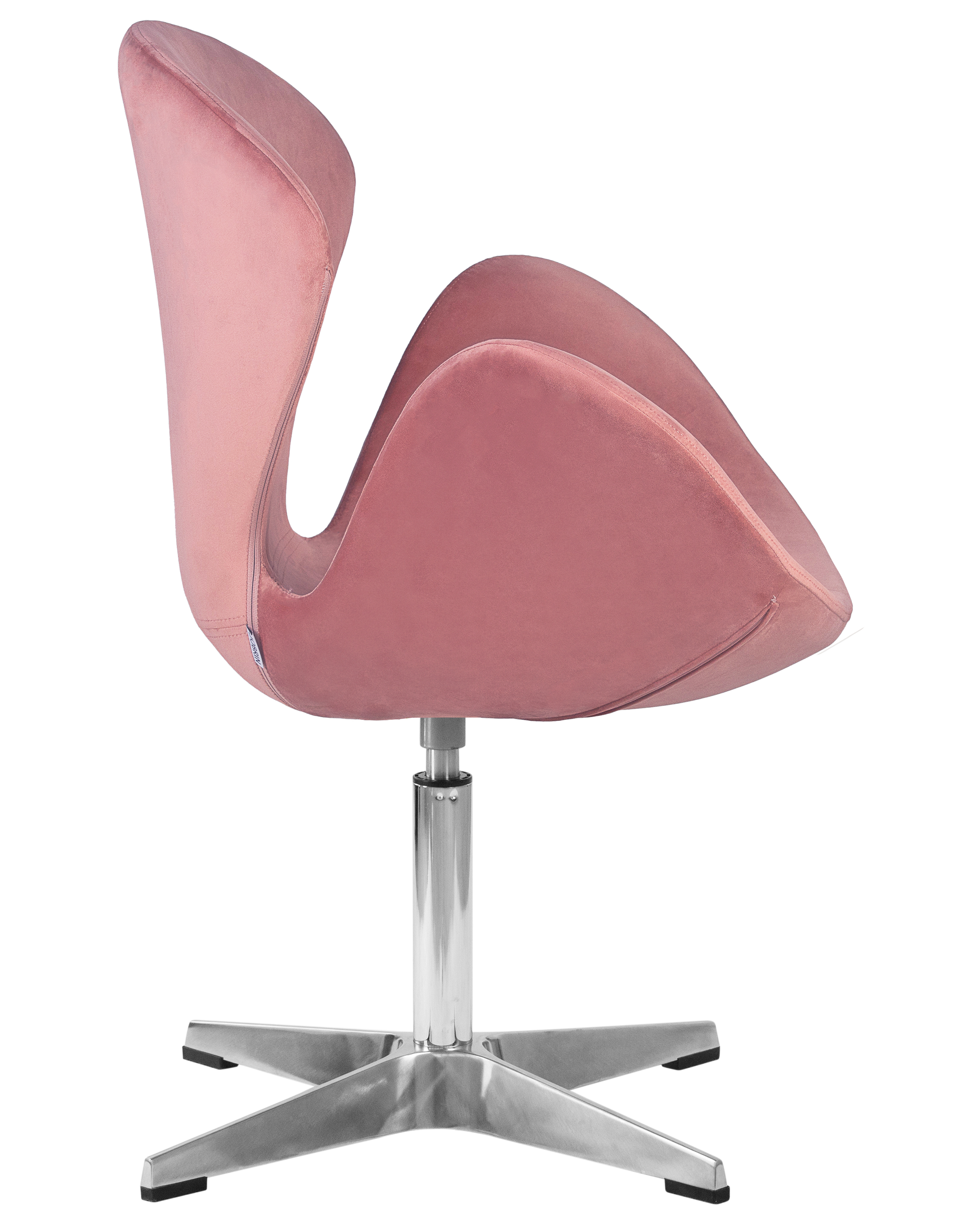 Кресло дизайнерское DOBRIN SWAN розовый велюр BLUVEL52, алюминиевое основание