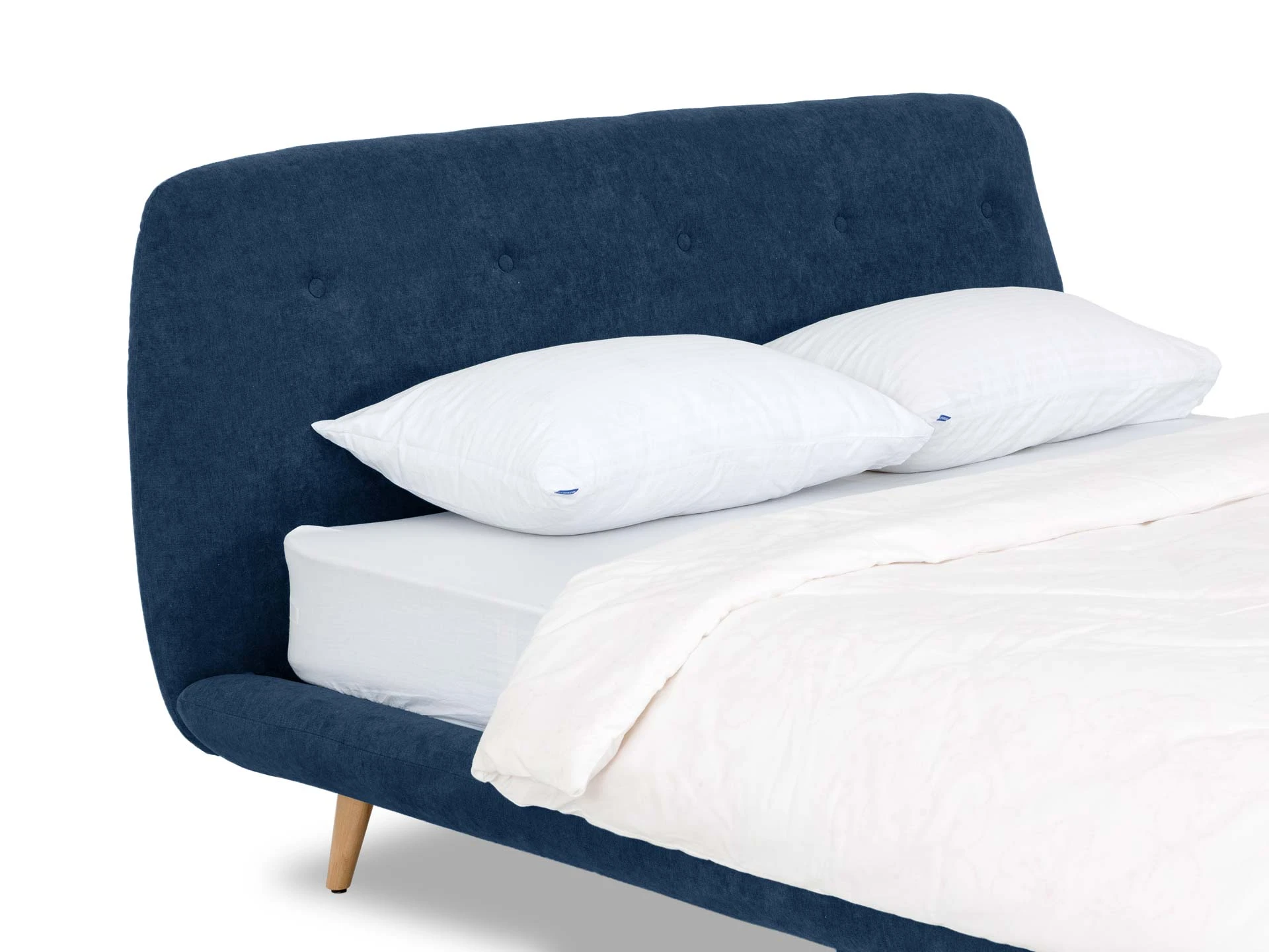 Кровать с мягким изголовьем Loa 160x200 синий 464184