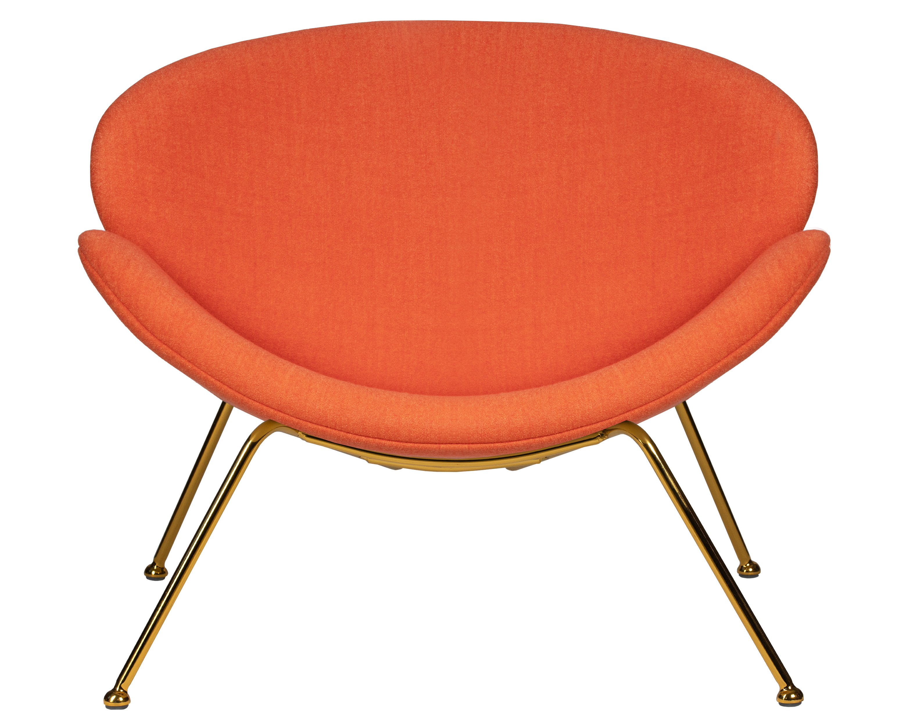 Кресло дизайнерское DOBRIN EMILY оранжевая ткань AF, золотое основание