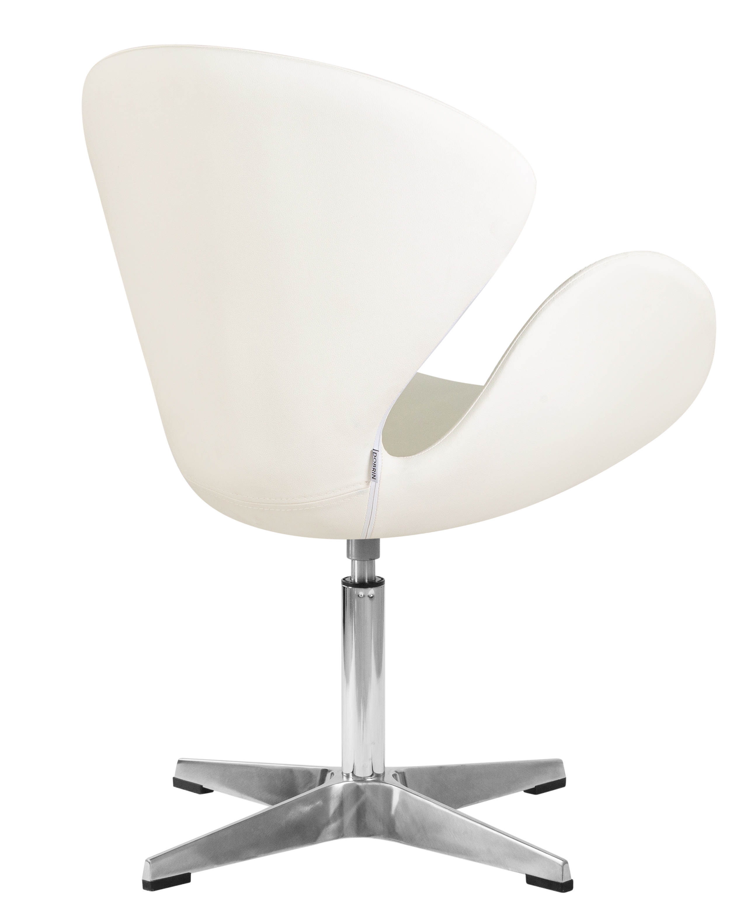 Кресло дизайнерское DOBRIN SWAN белый кожзам P23, алюминиевое основание