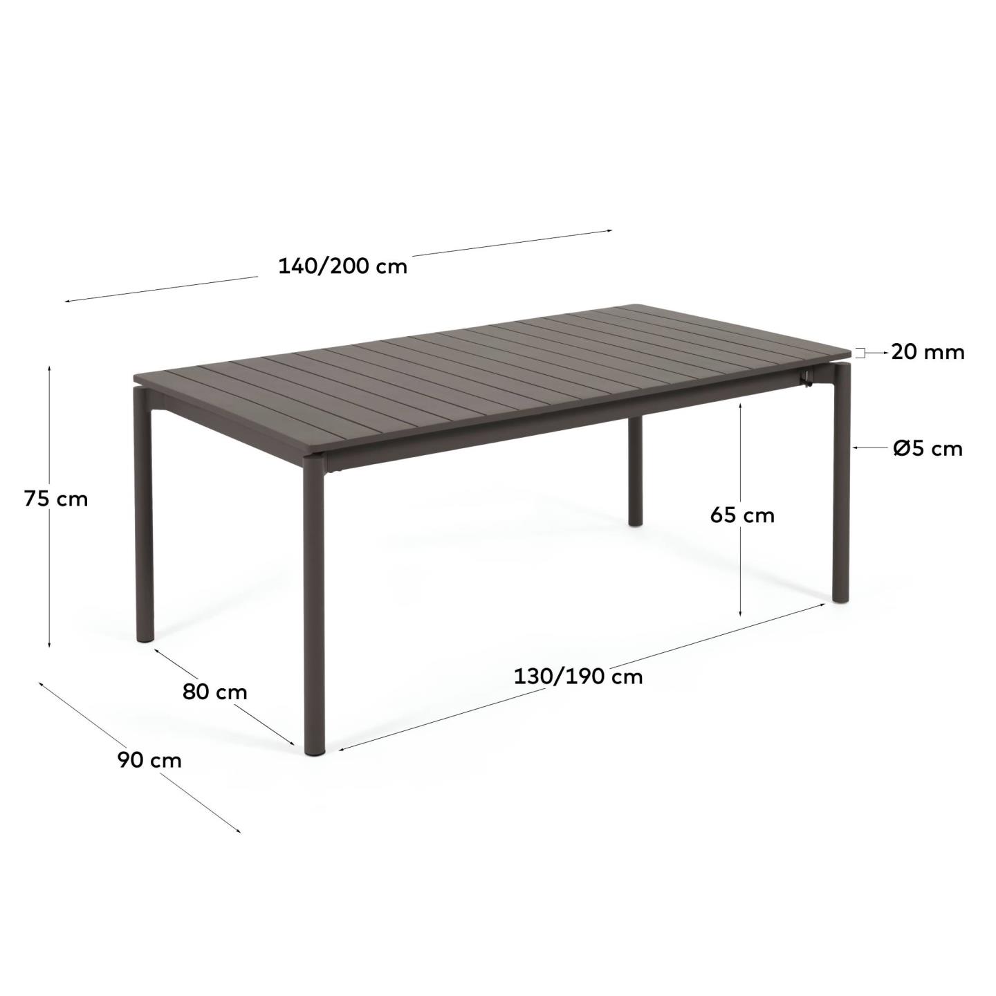 Раздвижной стол La Forma Zaltana черный 140 x 90 см