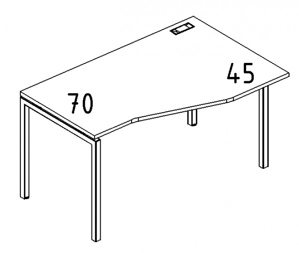 Стол эргономичный правый Техно 160х90х75 на металлокаркасе DUE А4 2 066