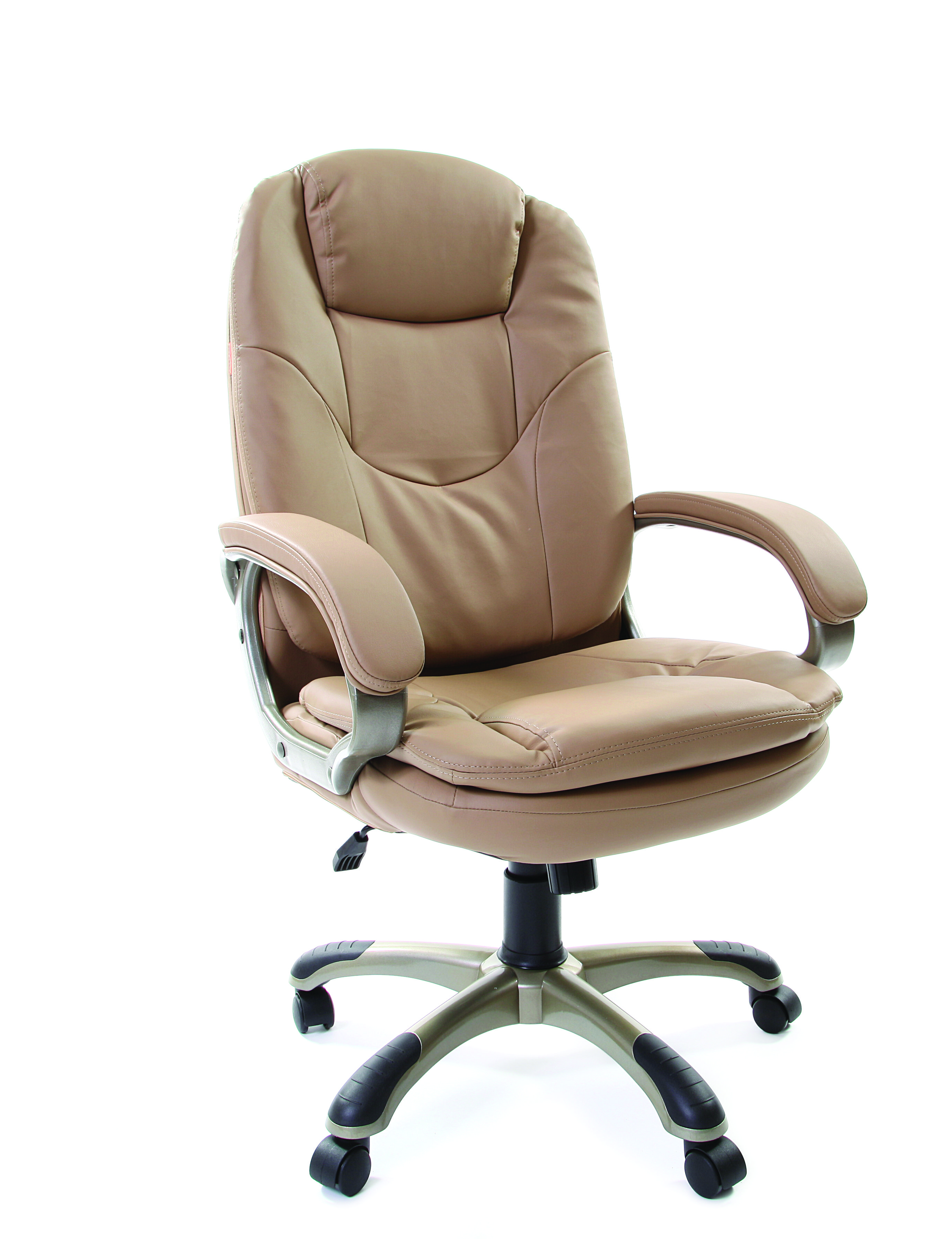 Кресло для руководителя CHAIRMAN 668 с высокой спинкой и подголовником бежевый