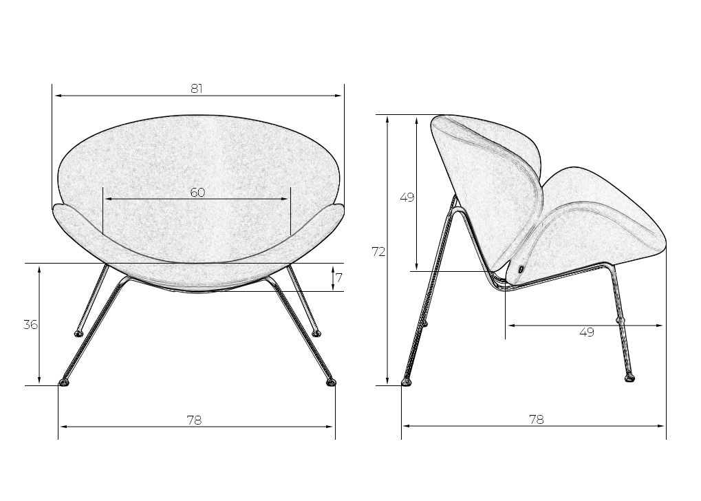 Кресло дизайнерское DOBRIN EMILY белый букле ткань, черное основание