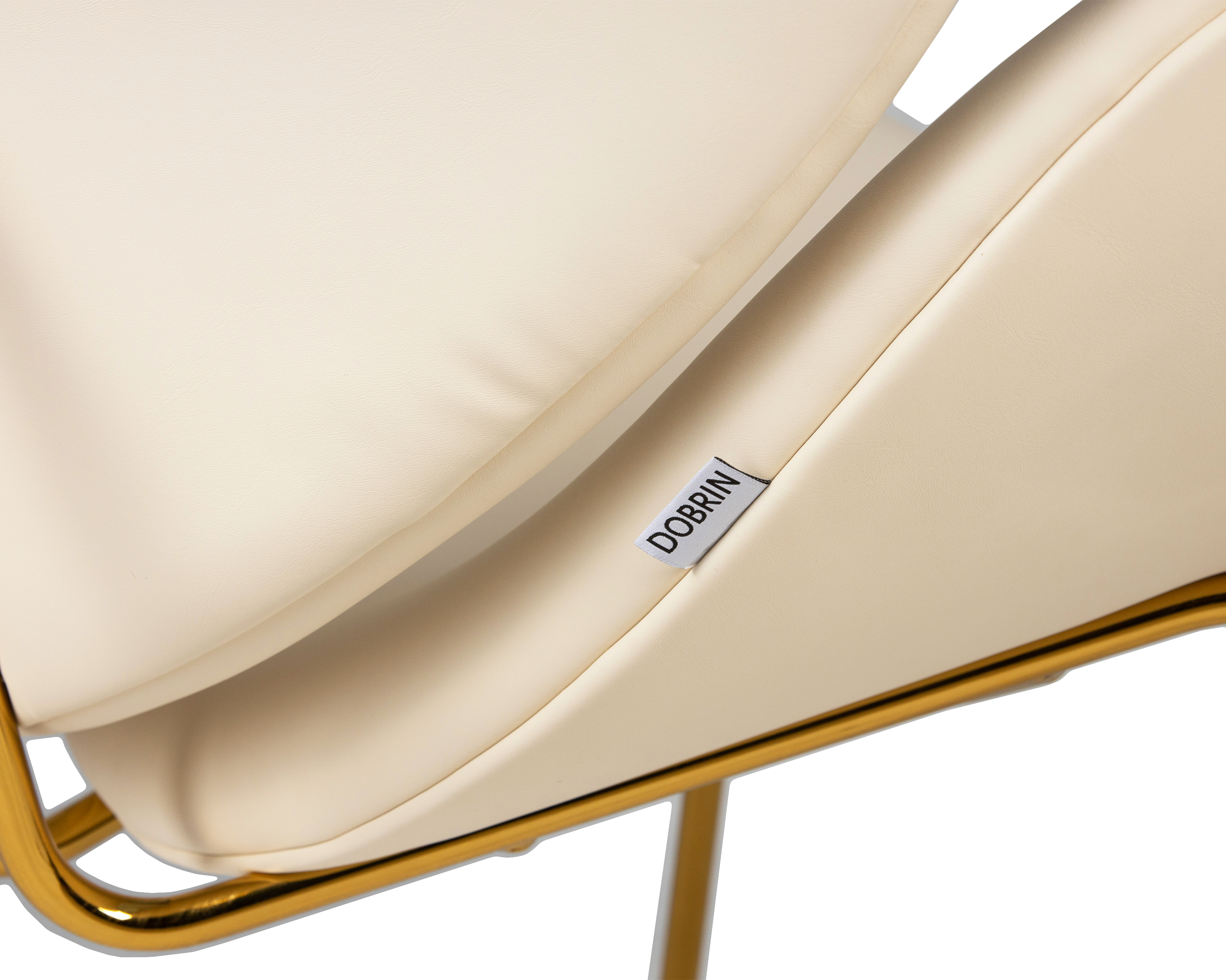 Кресло дизайнерское DOBRIN EMILY белый винил YP17, золотое основание