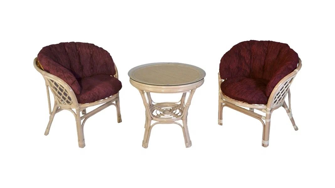 Комплект мебели из ротанга Багама дуэт натуральный (подушки шенилл полные коричневые)