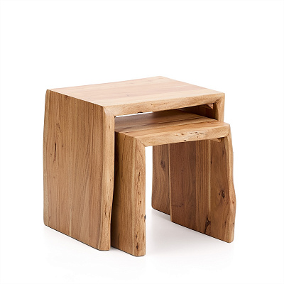 Комплект из 2-х столиков La Forma Lomiri акация с выбеленной отделкой 50 x 42 см/34 x 42 419813