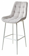 Барный стул ХОФМАН цвет H-09 Светло-серый велюр / белый каркас