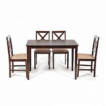 Обеденный комплект эконом Хадсон (стол + 4 стула) коричневый