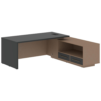 Стол руководителя с розеткой и usb-портом правый Skyland ВЕЛИОН (VELION) VCT 2119 (R) 2100х1900х750 Кобра / Яшма черный