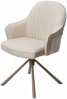 Стул RIKARD / РИКАРД 360 град. кремовый RIELY / РАЙЛИ-111 /PRESENT / ПРЕЗЕНТ-120 шенилл - велюр / латте каркас