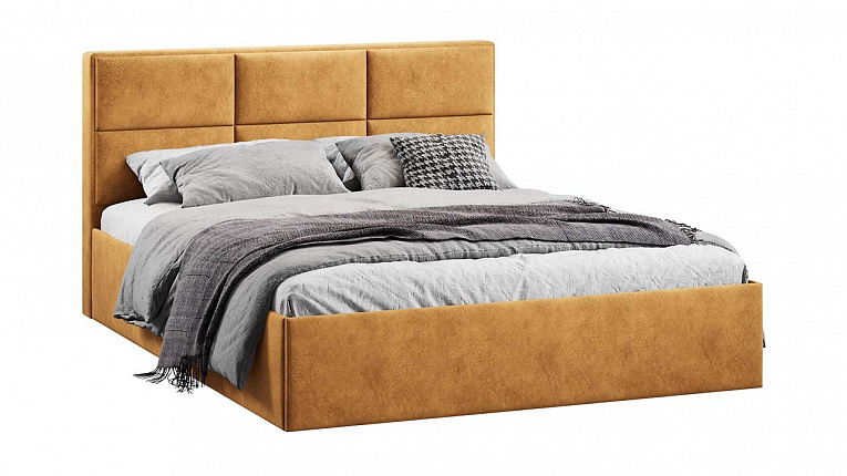 Кровать 160х200 c подъемным механизмом Стелла микровелюр Wellmart Yellow Трия