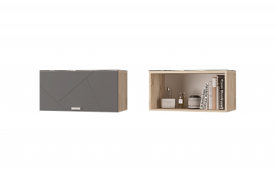 Шкаф настенный с горизонтальной дверкой 600 Скайлайн Сонома и Графит МЛК