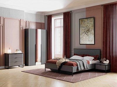 Модульная спальня Нора металл бруклин графит