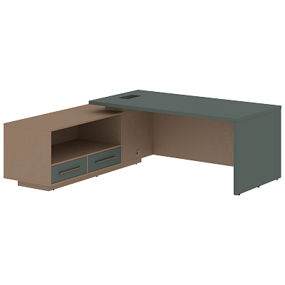 Стол руководителя с розеткой и usb-портом левый Skyland ВЕЛИОН (VELION) VCT 2119 (L) 2100х1900х750 Кобра / Нефрит
