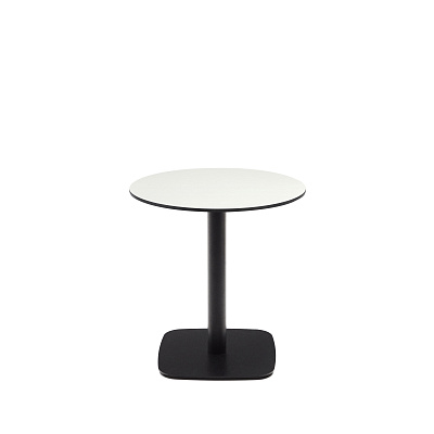 Круглый уличный столик La Forma Dina белый на черном металлическом основании 68х70 177973