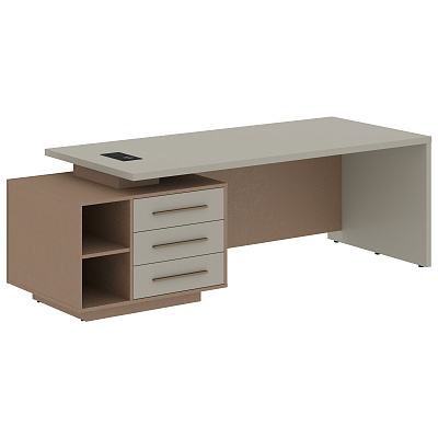 Стол руководителя с розеткой и usb-портом левый Skyland ВЕЛИОН (VELION) VCT 2390 (L) 2300х900х750 Кобра / Аметист
