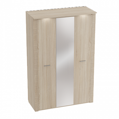 Шкаф 3-дверный с подсветкой Элана Дуб сонома (глубина 65 см)