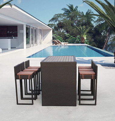 Барный комплект плетеной мебели Afina Garden T390AD/Y390A-W63_6Pcs Brown Коричневый