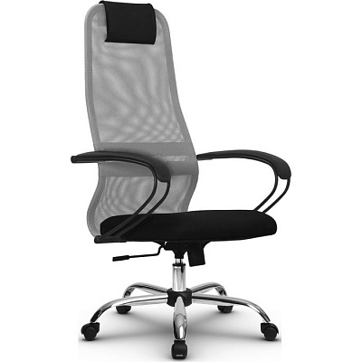 Кресло компьютерное SU-BК130-8 Ch Светло-серый / черный