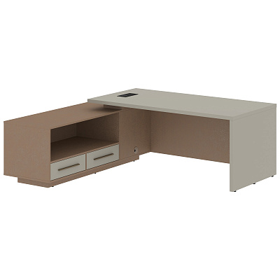 Стол руководителя с розеткой и usb-портом левый Skyland ВЕЛИОН (VELION) VCT 2119 (L) 2100х1900х750 Кобра / Аметист