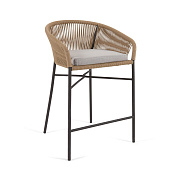 Веревочный полубарный стул La Forma Yanet бежевого цвета 65 см